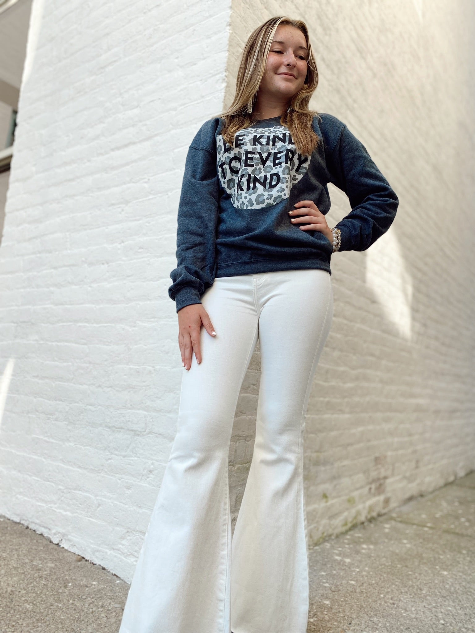 ZZZ Feel So Free High Rise Flare Jeans-White