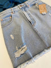June Distressed Denim Skirt