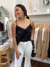 Chantria Satin Lace Cami-Black