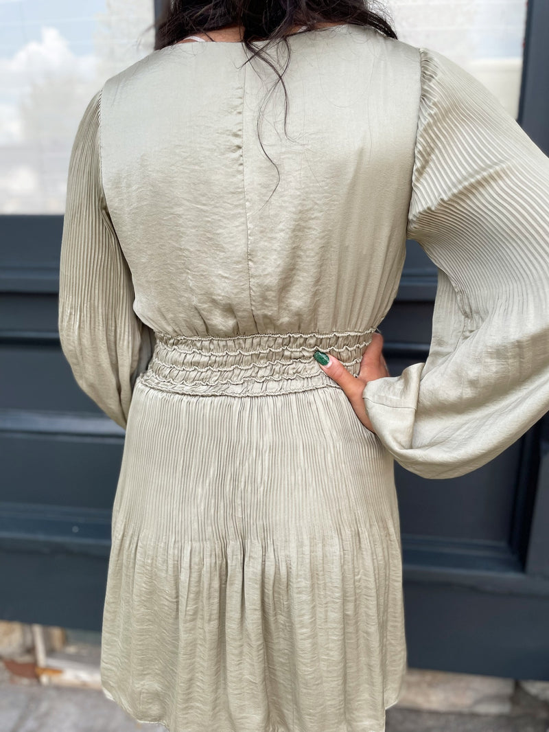 Nicole Long Sleeve Satin Dress