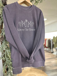 Grow In Grace Plum Embroidered Crewneck