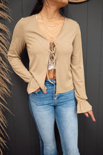 Ashe Ribbed Front Tie Top