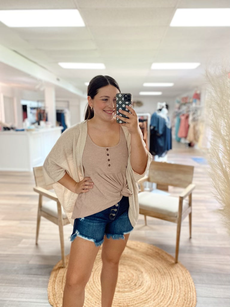 Easy Going Lightweight Cardigan-Natural