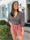 Charli Belted Shorts-Brick