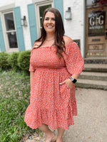 Easy On Me Midi Dress-Coral
