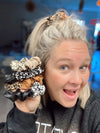 Leopard Leather Scrunchie- Tan