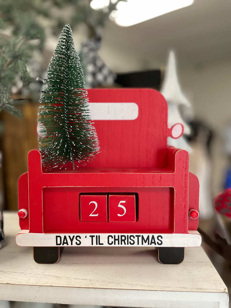 Days Til Christmas Red Truck Countdown Calendar