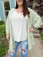 Pretty Lady Floral Cardigan-Sage