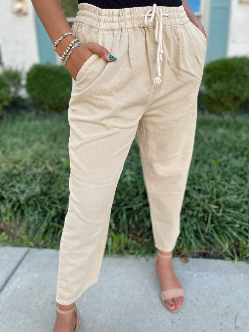 Wren Relaxed Denim Pants-Khaki