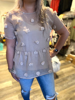 Jackie Pom Pom Top-Mocha