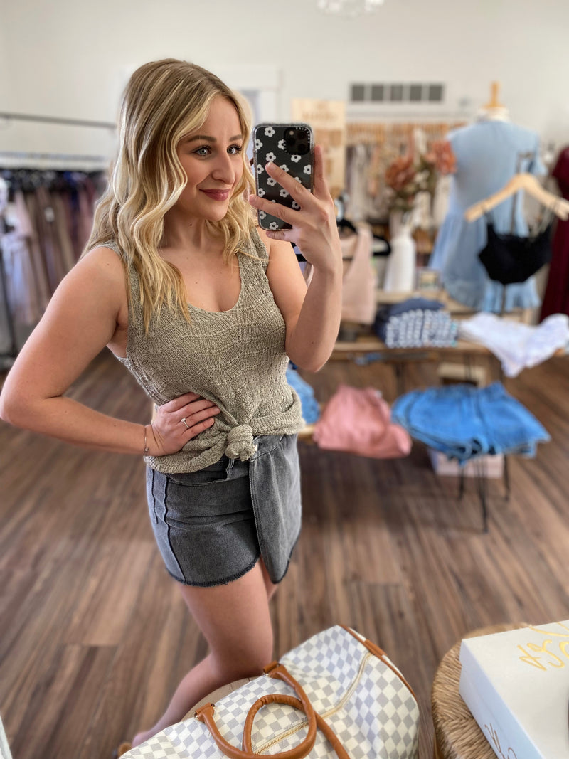 Easy On Me Crochet Tank-Olive