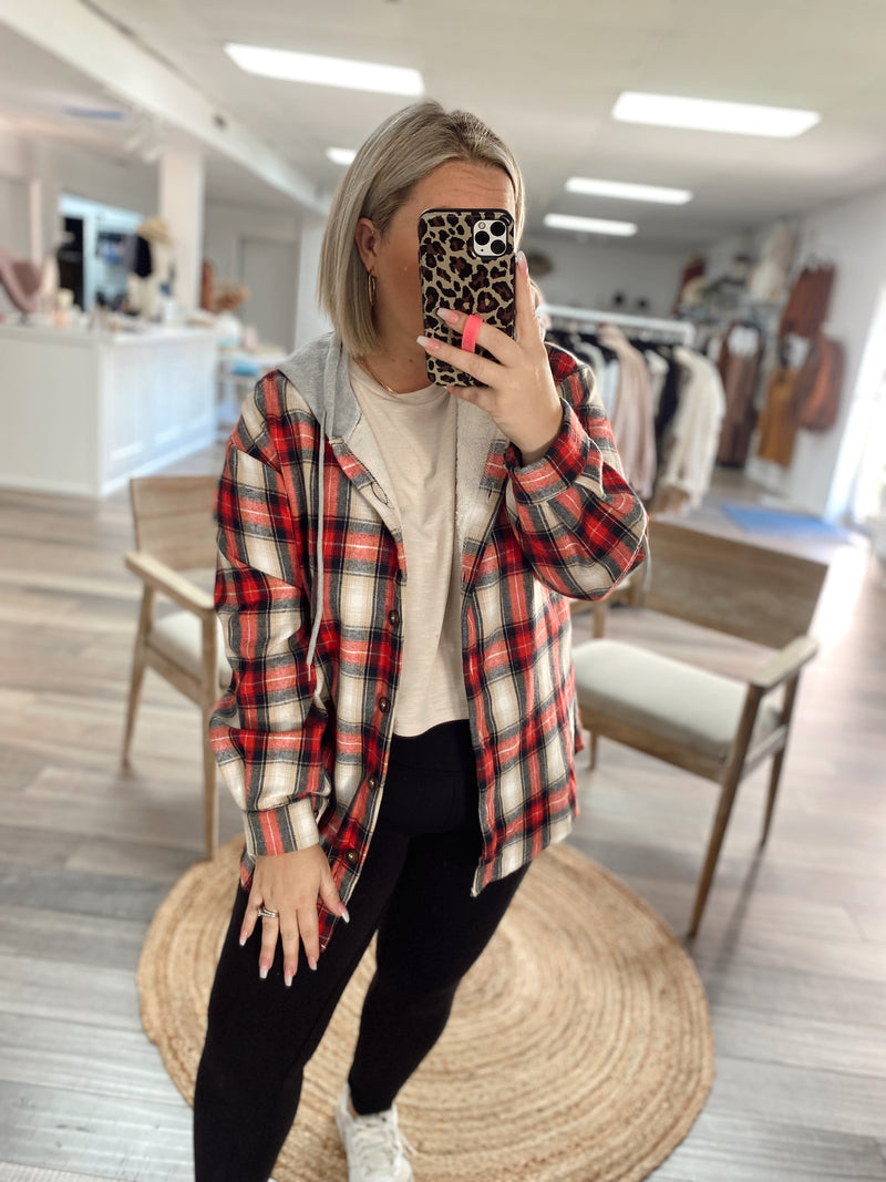 Cutie Plaid Jacket- Red