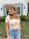 Perfect Basic Square Neck Bodysuit-Nude