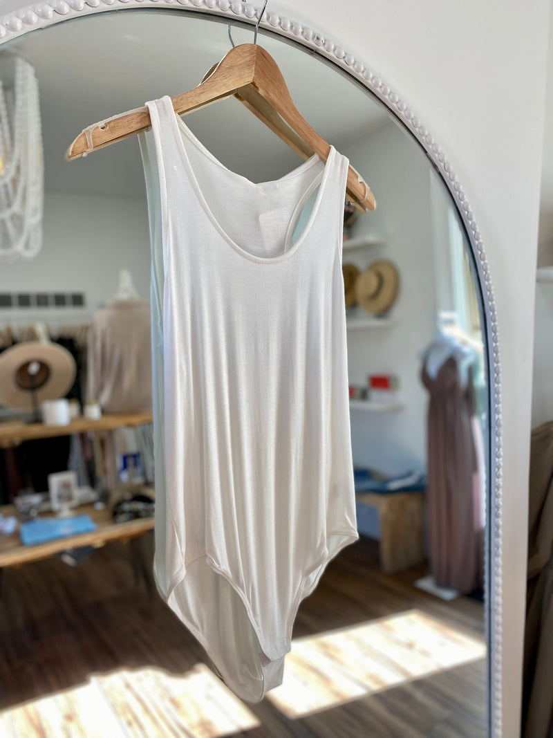 Kelsie Racer Back Bodysuit-Ivory