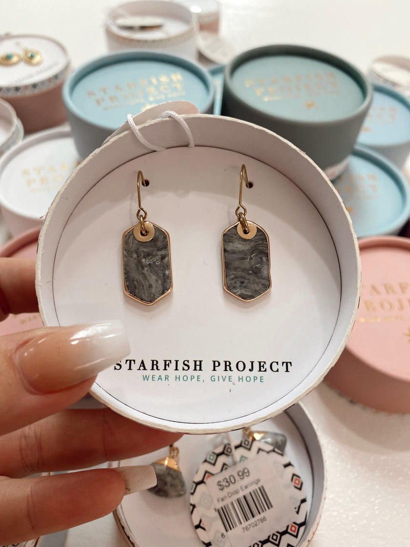 Ink Stone Earrings in Heather Gray
