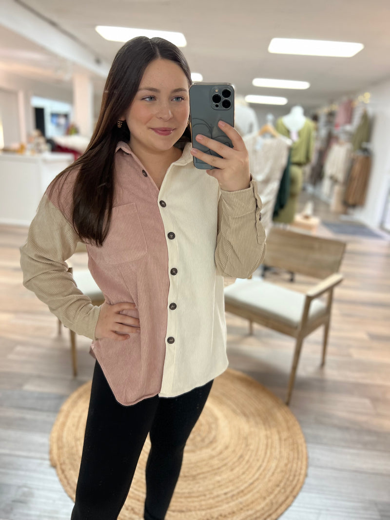 Hey You Colorblock Shacket