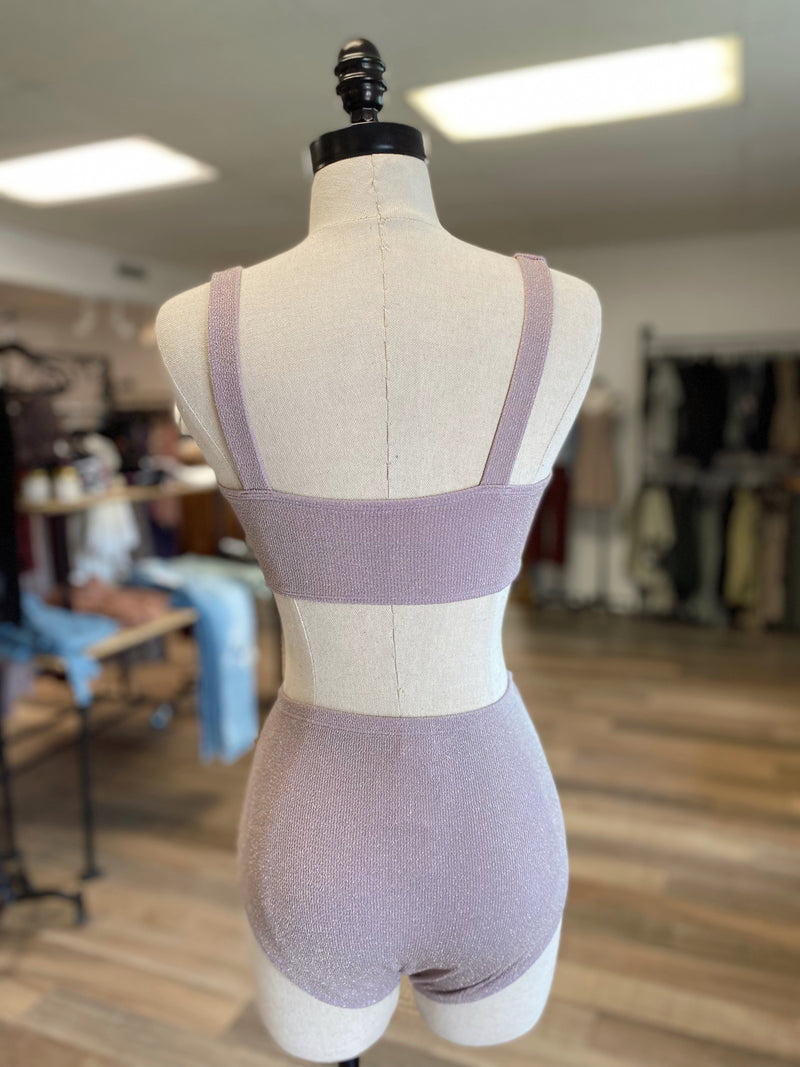 Catch Your Eye Metallic Thread Bikini-Dusty Lavender