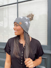 Grey W/ Stars Pom Hat
