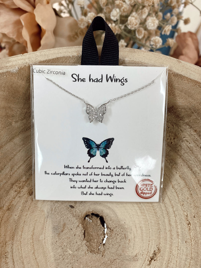 She Had Wings Necklace- Silver
