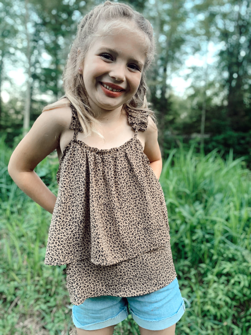 Kids Leopard Pleated Tank