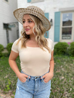 Perfect Basic Square Neck Bodysuit-Nude