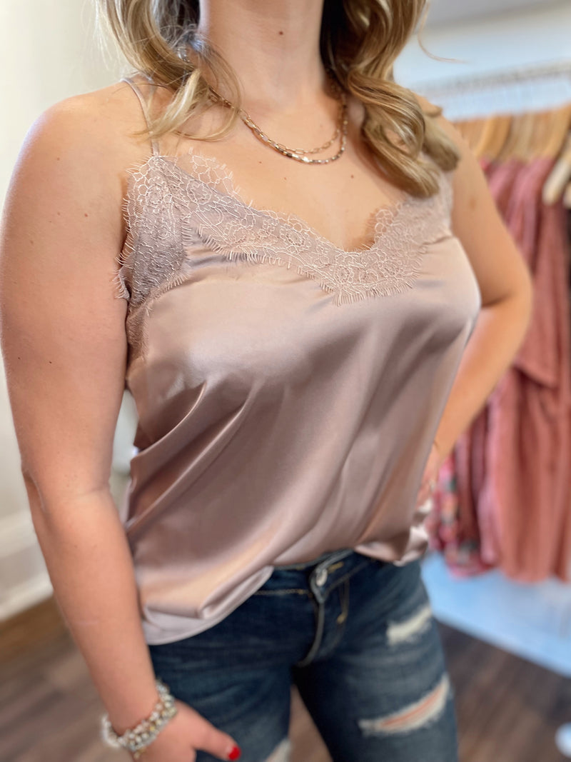 Victoria Satin Lace Tank