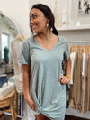 Odette Slub Dress-Green