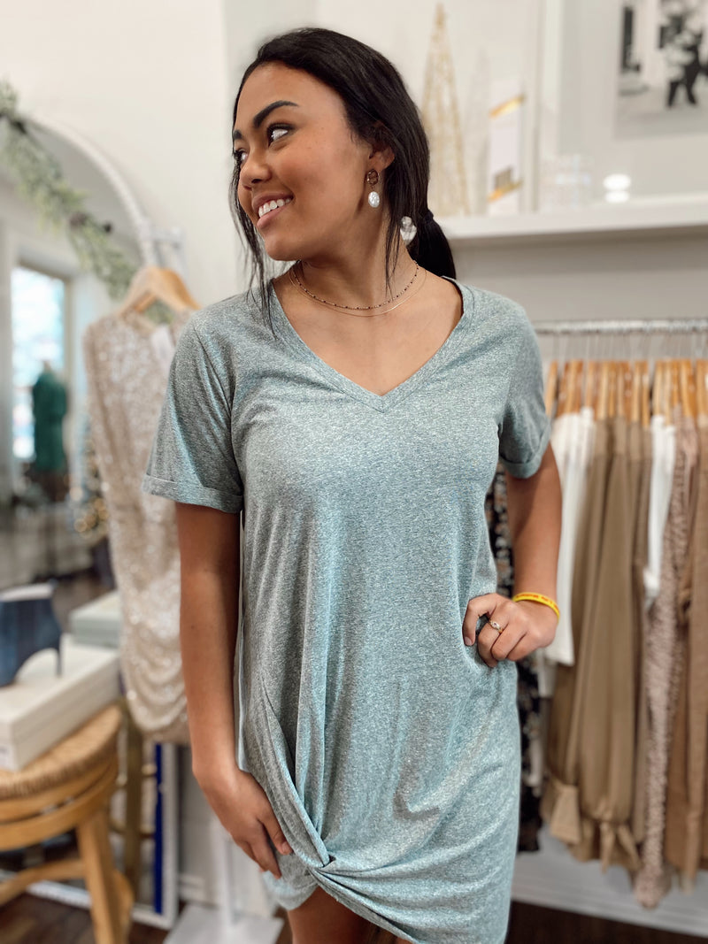Odette Slub Dress-Green