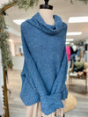 Loretta Cowl Neck Knit Sweater-Blue