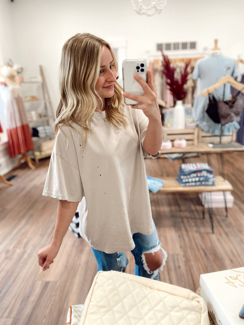 ZZZ Dallas Distressed Oversized Top-Stone