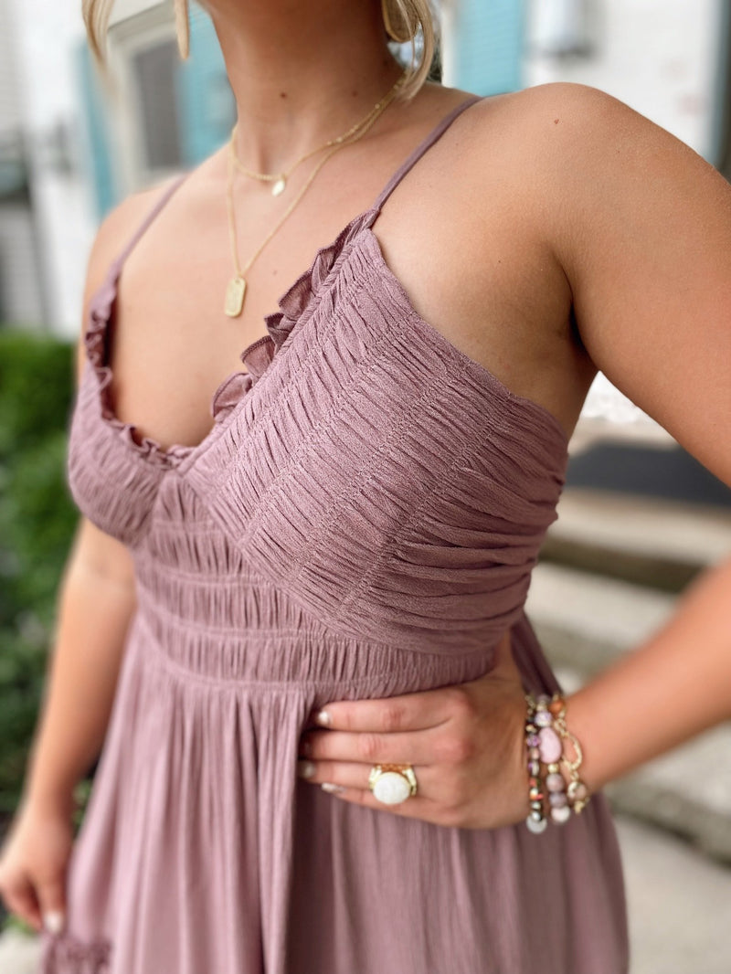 Ambry Smocked Dress-Mauve