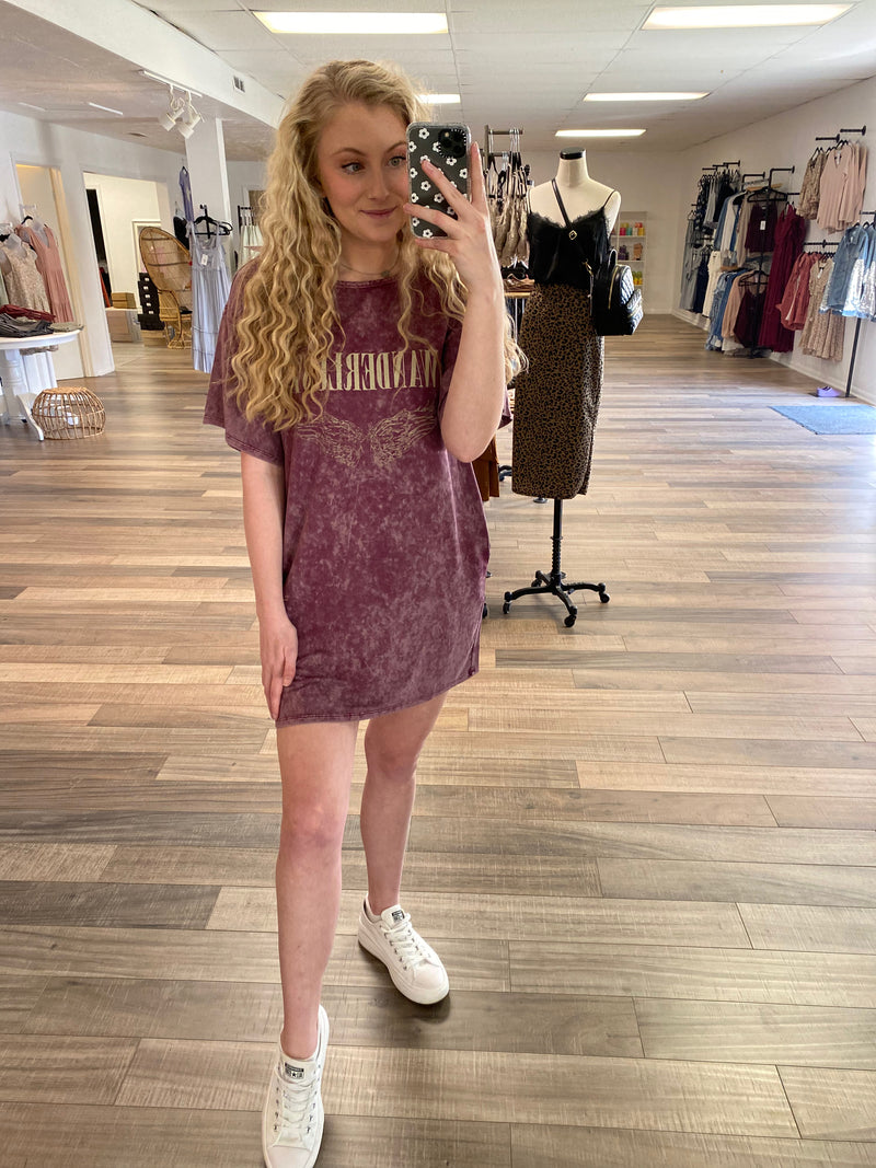 Wanderlust Vintage Graphic T-Shirt Mini Dress
