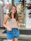 Cleo V-Neck Sweater Tank Top-Taupe