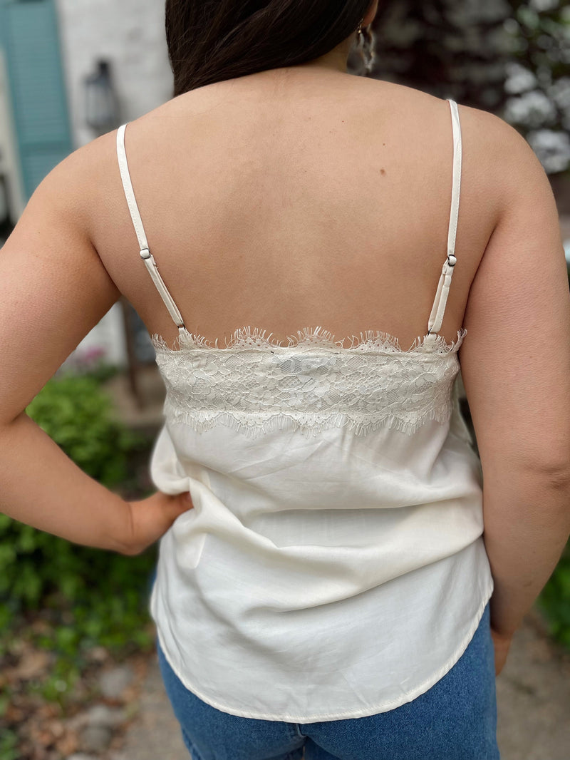 Chantrian Button Detail Satin Cami-Cream