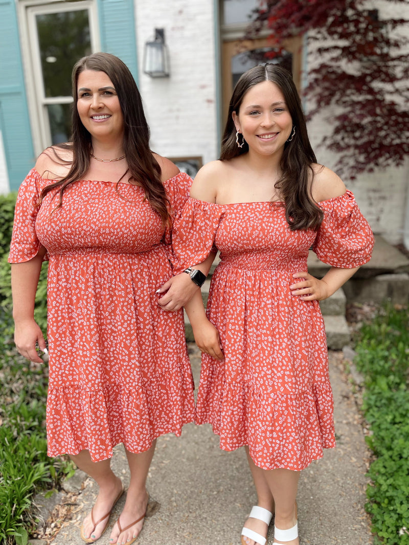 Easy On Me Midi Dress-Coral