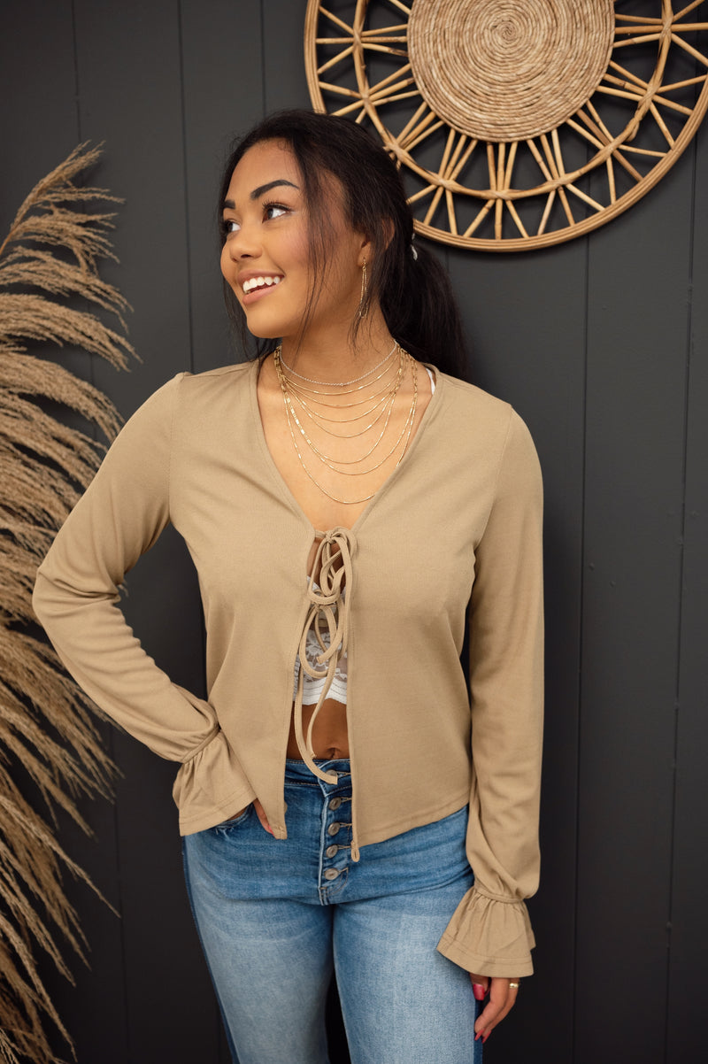 Ashe Ribbed Front Tie Top