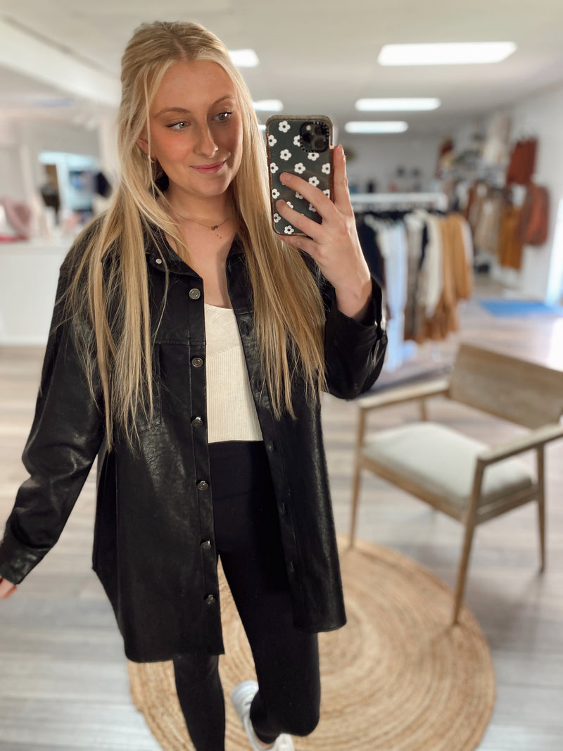 Headed North Faux Leather Jacket-Black