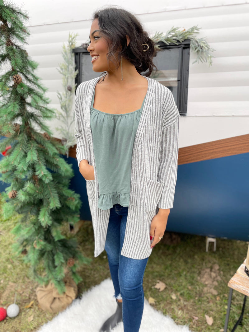 Taya Ruffle Trim Tank-Pistachio