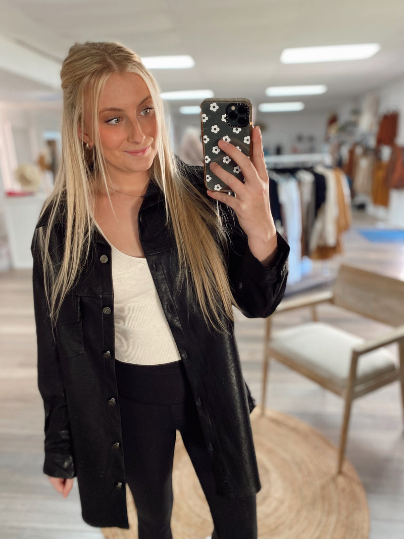 Headed North Faux Leather Jacket-Black