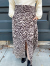 Audra Animal Print Smocked Skirt-Champagne