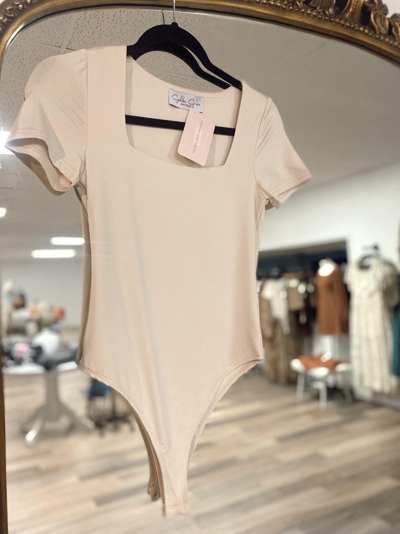 Perfect Basic Square Neck Bodysuit-Nude