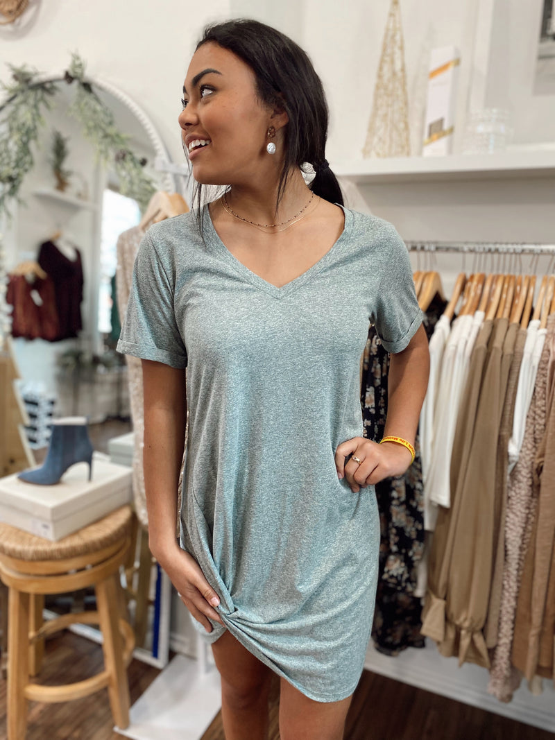 Odette Slub Dress-Green
