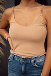 Elle Ribbed Bodysuit-Clay
