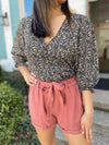 Charli Belted Shorts-Brick