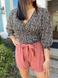 Charli Belted Shorts-Brick