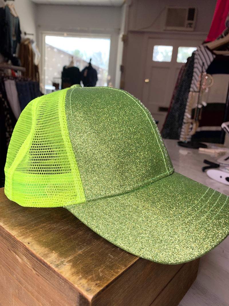 Lime Glitter Pony Cap