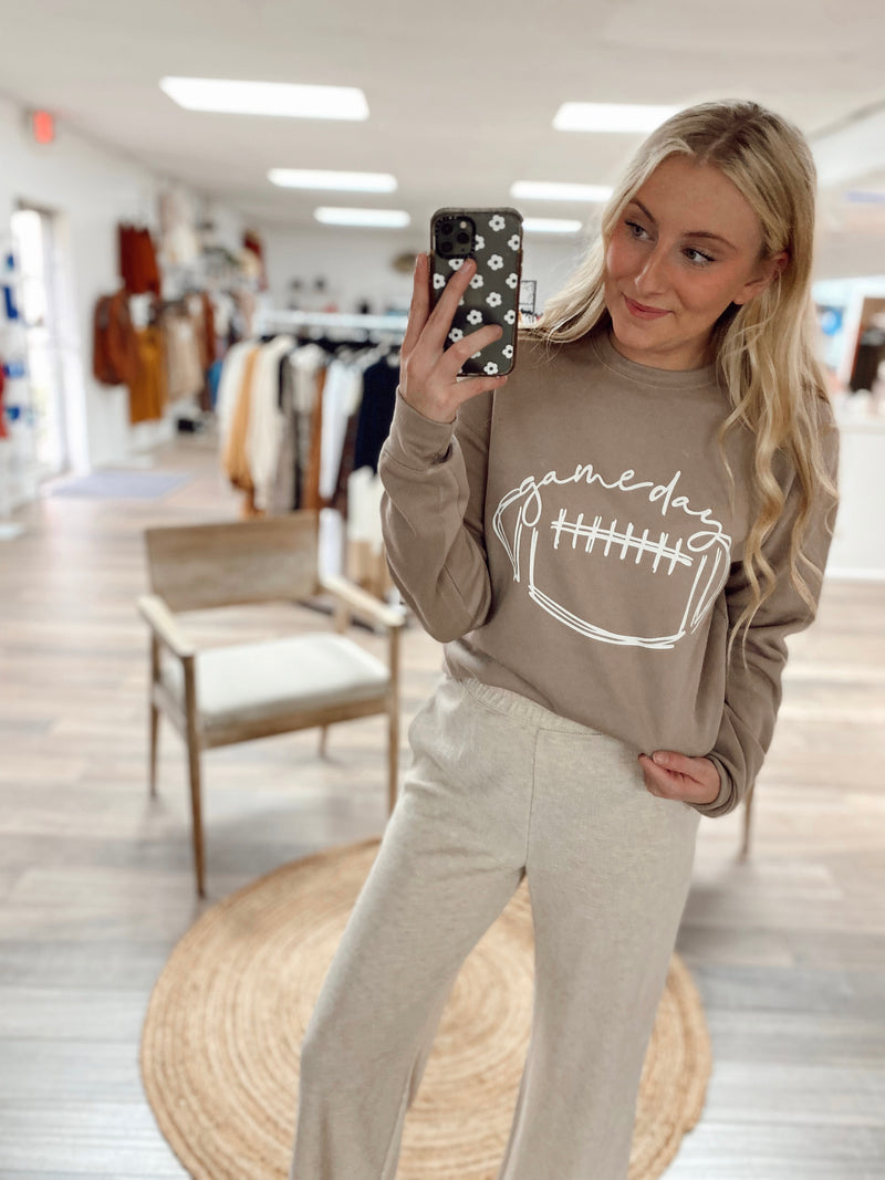 Football Game Day Tan Crewneck