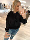 In Your Arms Satin Hoodie-Black