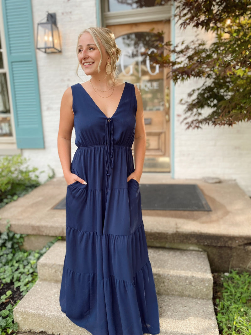 ZZZ Luz Tiered Maxi Dress-Navy