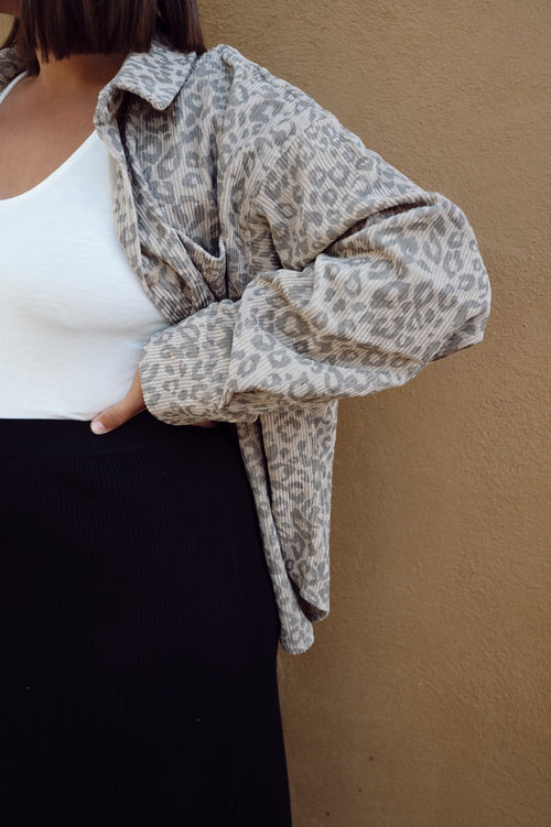 Ensley Leopard Shacket-Mocha/Grey
